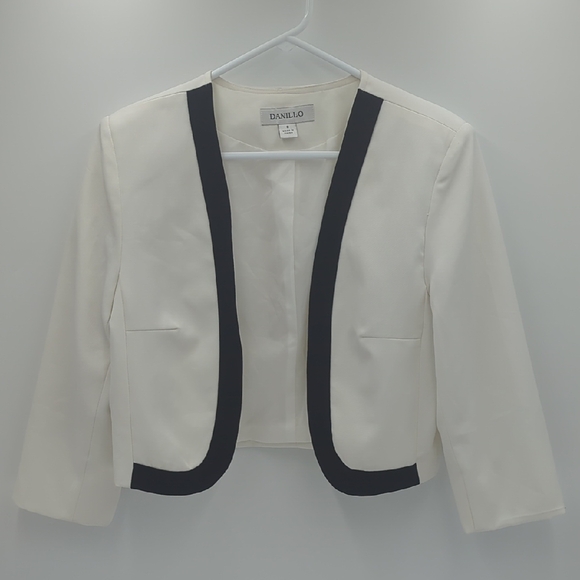 Danillo Women's Blazer 8 Black White Color Block Formal Career Business Open - Picture 1 of 14